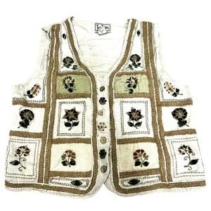 Vintage Tantrums Floral Embroidered Vest  Size Large